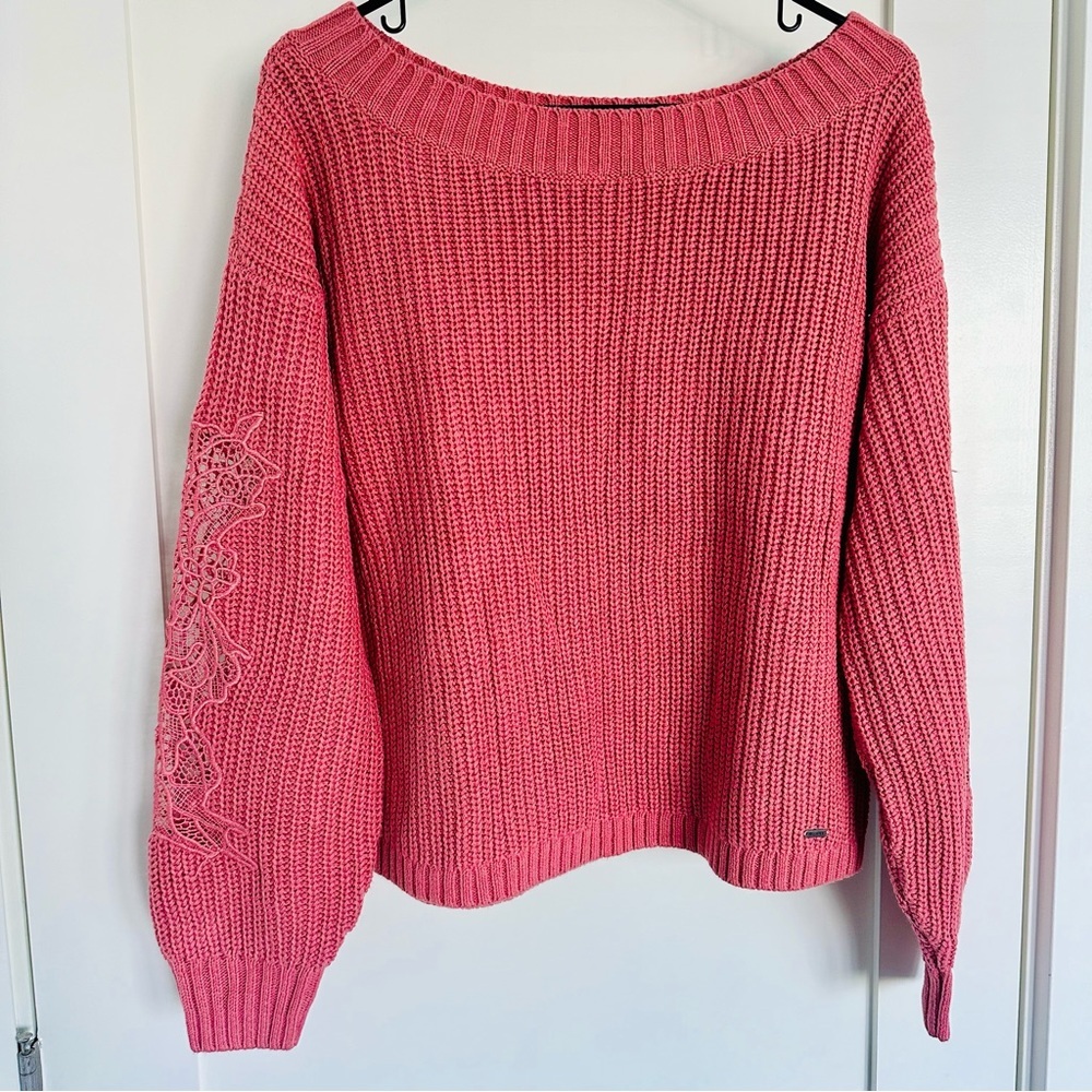Hollister Off the Shoulder Sweater, Pink, Size XS